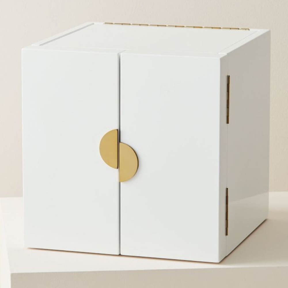 West elm Modern White Lacquer Jewelry Box - Cube
